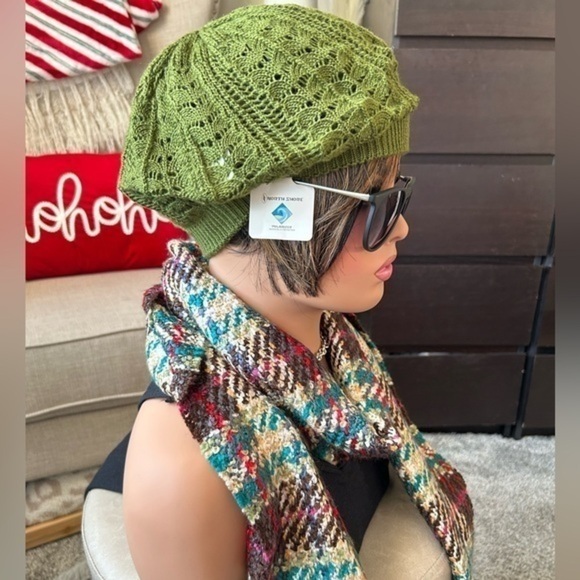 ✨NWOT Beret Tam Beanie knit hat green - Picture 4 of 6